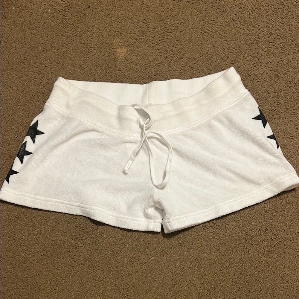 Hard Tail White and Black Athletic Shorts with Lace-Up Detailing